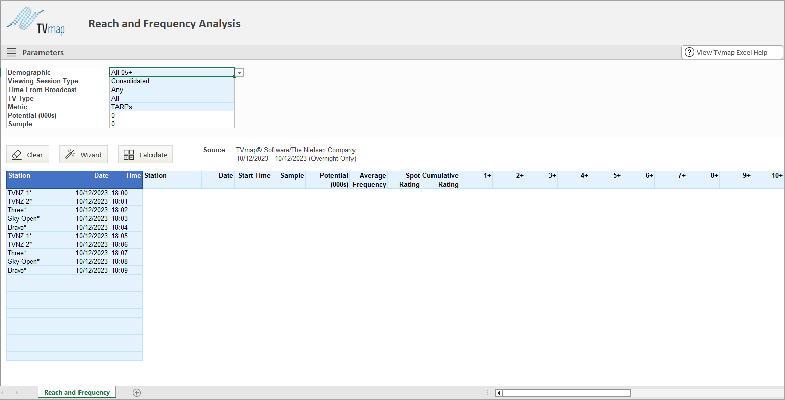 Excel.Reach.And.Frequency.Main.Page