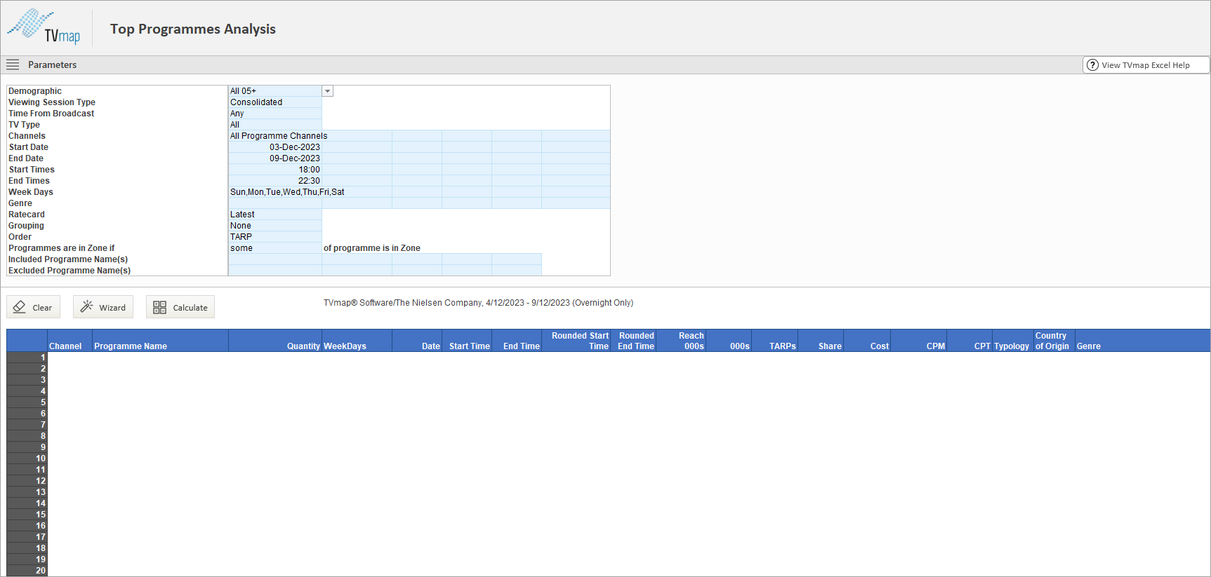 Excel.Top.Programmes.Main.Screen